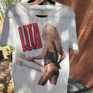 LITA FORD 1988 TOUR T-SHIRT - white, short-sleeved, 100% cotton